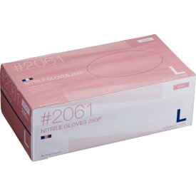 川西工業　ニトリル　使いきり手袋　粉なし　L　ピンク　＃2061　1箱（250枚）