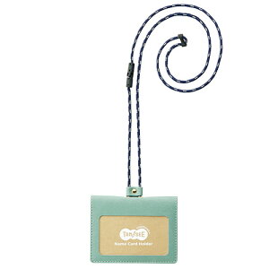 TANOSEE 合皮製ネームカードホルダー 2つ折りタイプ ブルー 1個