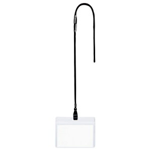 TANOSEE 吊下げ名札 チャックなし 黒 1パック(10個)