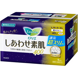 花王　ロリエ　しあわせ素肌　通気超スリムタイプ　特に多い夜用40cm　羽つき　1パック（9個）