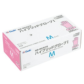 オオサキメディカル　オオサキ　ハイブリッドグローブI　ピンク　M　70028　1箱（200枚）