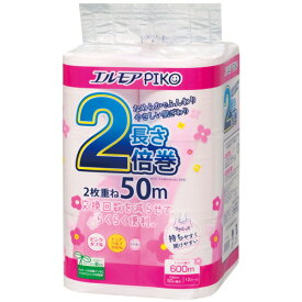 カミ商事　エルモア　ピコ　2倍巻トイレットロール　ピンク　花の香り　ダブル　50m　1パック（12ロール）