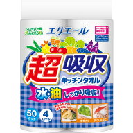 エリエール　超吸収キッチンタオル　50カット／ロール　48ロール（4ロール×12パック）　大王製紙