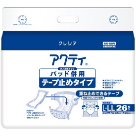 日本製紙クレシア　アクティ　パッド併用テープ止めタイプ　L－LL　1セット（78枚：26枚×3パック） 【送料無料】