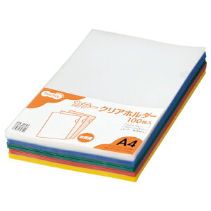 TANOSEE カラークリアホルダー(アソートタイプ) A4 5色 1セット(500枚:各色100枚) 【送料無料】