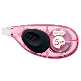 TANOSEE　修正テープ　ヨコ引き（使い切り）　5mm幅×10m　ピンク　1個