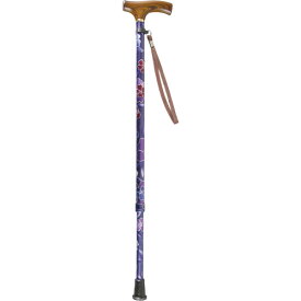 オオサキメディカル　プラスハート　すべりにくい杖　伸縮2段式　紫花柄　1本 【送料無料】