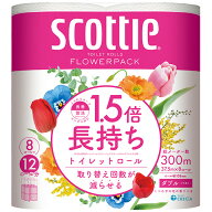 【64ロール】トイレットペーパー ダブル まとめ買い 1.5倍 長持ち スコッティ フラワーパック 香り付き …