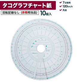 タコグラフチャート紙 回転記録なし 7日間 120km/h 10組入 再生紙 赤ライン入 赤箱相当品 丸型