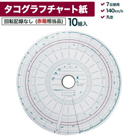 タコグラフチャート紙 回転記録なし 7日間 140km/h 10組入 再生紙 赤ライン入 赤箱相当品 丸型