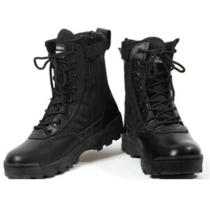 ジッパー 耐久性 サイドジップ アウトドア キャンプ タクティカルブーツ 黒 作業靴 シューズ サイドジッパー サバゲ ブラック