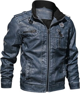 メンズ用レザージャケット 革ジャケット バイクジャケット レザーパーカー 長袖 防寒防風アウターコート PU革ジャン 防水 フェイ