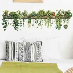 ウォールステッカー ポトス 観葉植物 棚 ガーデンラック ハンギングプランツ インテリアシール 壁デコレーション 北欧風 DIY リビング