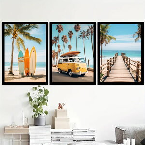 3���Z�b�g 33×43cm �A�[�g�p�l�� �g�t���t���[���G�� �T�[�t�B�� �L�����s���O�J�[ �C�� �Ǌ|�� �C���e���A�G�� �E�H�[���f�R