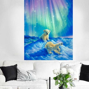 中級 フル ダイヤモンドアート ダイヤモンド刺繍 キット ビーズ刺繍 オーロラ 白熊 ホッキョクグマ 雪 モザイクアート リハビリ 趣味 絵画 カラービーズ ハンドメイド