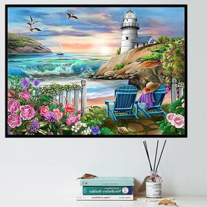 中級 フル ダイヤモンドアート ダイヤモンド刺繍 キット ビーズ刺繍 花咲く海辺 サンチェア ホリデー ビーチ モザイクアート リハビリ 趣味 絵画 カラービーズ