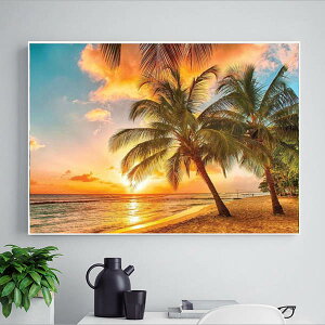 中級 フル ダイヤモンドアート ダイヤモンド刺繍 キット ビーズ刺繍 南国 夕日 ヤシの木 モザイクアート パズルアート リハビリ 趣味 絵画 カラービーズ ハンドメイド