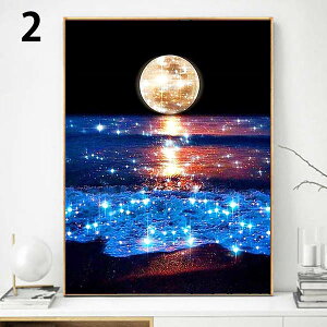 中級 フル ダイヤモンドアート キット ビーズ刺繍 満月 幻想的 キラキラした湖 夜景 モザイクアート リハビリ 趣味 絵画 カラービーズ ハンドメイド