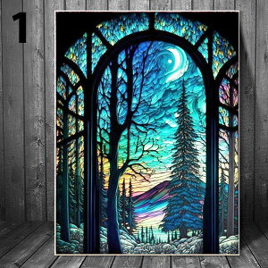 中級 フル ダイヤモンドアート キット ビーズ刺繍 ステンドグラス 幻想的な森 フォレスト モザイクアート リハビリ 趣味 絵画 カラービーズ ハンドメイド