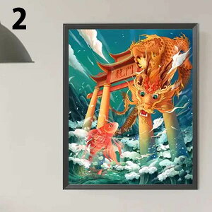 中級 フル ダイヤモンドアート キット ビーズ刺繍 錦鯉 ドラゴン 龍 登竜門 縁起物 モザイクアート リハビリ 趣味 絵画 カラービーズ ハンドメイド