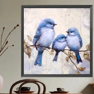 初級 フル ダイヤモンドアート キット ビーズ刺繍 青い鳥 親子 ビンテージ風 レトロ モザイクアート リハビリ 趣味 絵画 カラービーズ ハンドメイド
