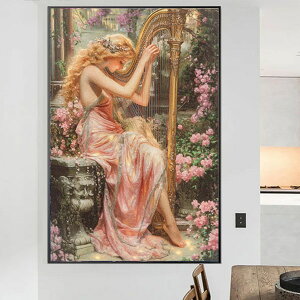 上級 フル ダイヤモンドアート キット ビーズ刺繍 ハープを弾く女性 女神 エレガント ローズガーデン リハビリ 趣味 絵画 カラービーズ ハンドメイド