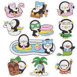 シールタイプ セット ダイヤモンドアート キット ペンギン 海 ハワイアン バカンス ビーズ刺繍 モザイクアート リハビリ 趣味 カラービーズ
