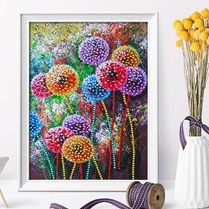 ラインストーンビーズ ハーフ ダイヤモンドアート ダイヤモンド刺繍 刺繍キット タンポポ たんぽぽ カラフル モザイクアート パズルアート リハビリ 趣味 絵画