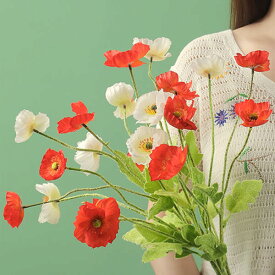 1束 選べる6色 造花 ポピー ヒナゲシ アイスランドポピー カントリー フェイクグリーン インテリアフラワー イミテーション ディスプレイ