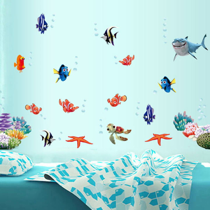 5年保証 ウォールステッカー 壁紙 ファインディングニモ ニモ ドリー マーリン クラッシュ 壁用 シール インテリア グッズ 飾り デコレーション 映画 Icbt Lk