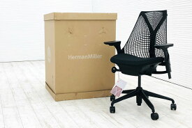 【未開封未使用品】 ハーマンミラー セイルチェア ミドルバック 中古 Herman Miller SAYL Chair 中古オフィス家具 フルアジャスタブルアーム 可動肘 ブラック