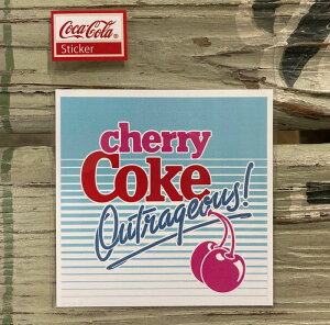 チェリーコーク cherry coke ステッカー シール デカール Sサイズ 耐光シール 耐水シール 耐光ステッカー 耐水ステッカー 車 バイク 文具 カスタム DIY レトロ メール便 スクエア水色