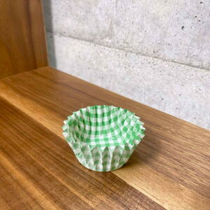 【250枚】7F・チェック柄(緑) オーブンケース 7号深口(45×27) 業務用 ケーキの敷きカップ お弁当 惣菜 おかずカップ ベーキングカップ 250枚入×1本