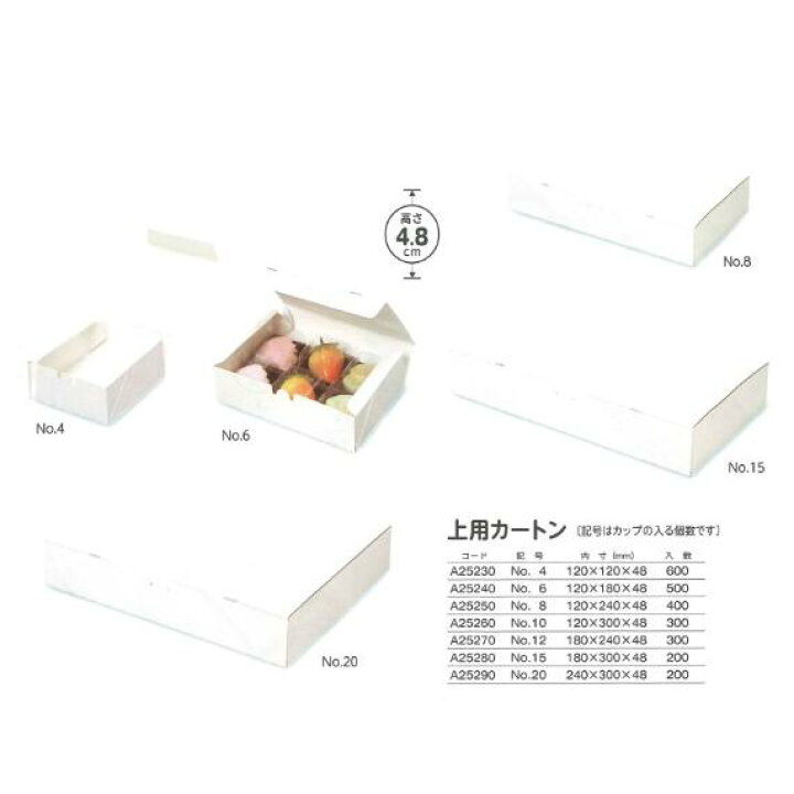楽天市場】【500枚】上用カートン NO.6 和菓子箱 和菓子用ギフト箱 