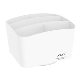 LOUKIN リモコンラック 360度回転 5格仕切り 小物入れ リモコンケース リモコンスタンド 卓上収納ボックス リモコンホルダー 卓上収納ケース ペン立て 文房具収納 スマホスタンド リビング小物 リモコン ガジェット 化粧品用 省スペース