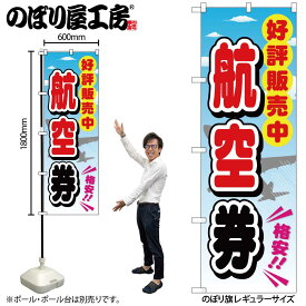 【ネコポス3枚まで】のぼり のぼり旗 GNB-2111 航空券 W60×H180cm 1枚 三方三巻 販促 商売繁盛【受注生産品】