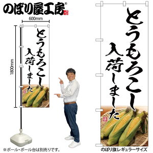 【メール便は3枚まで】のぼり のぼり旗 SNB-7525 とうもろこし入荷 W60×H180cm 1枚 三方三巻 販促 商売繁盛【受注生産品】