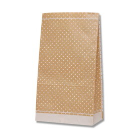 【マチ付紙袋】HEIKO 角底袋 ピンドット ホワイト NO.4（100枚入）130×80×235mm シモジマ