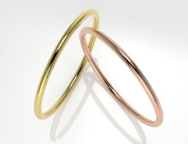リング　指輪　K18 ゴールド　1mm ピンク イエロー 　甲丸　結婚指輪 　シンプル　ピンキーリング レディース　ストレート　プレゼント　ギフト　男女兼用　華奢　細い