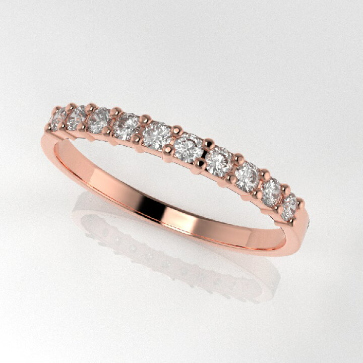 楽天市場】K10 ピンクゴールド ハーフエタニティリング ダイヤ10ピース  
