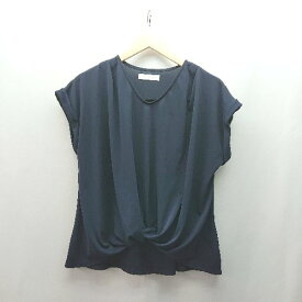 ◇ CECIL McBEE セシルマクビー Vネック ストレッチ素材 オフィスカジュアル カットソー サイズM ネイビー レディース E 【中古】