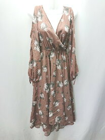 ◇ CECIL McBEE セシルマクビー アシンメトリー 花柄 長袖 ロング丈 ワンピース サイズM ブラウン系 レディース E 【中古】