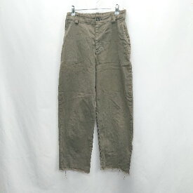 ◇ PUAL CE CIN ウエストゴム カットオフ加工 カジュアル ワイド パンツ サイズF カーキ系 レディース E 【中古】