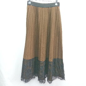 ◇ CECIL McBEE セシルマクビー ウエストゴム レース 秋 冬 ロング丈 フレア スカート サイズF ブラウン系 レディース E 【中古】