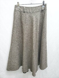 ◇ CECIL McBEE セシルマクビー 膝下丈 フレア スカート サイズF ダークブラウン ホワイト系 レディース P 【中古】