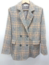 ◇ FUN ファン チェック 長袖 コート サイズM グレー系 マルチ レディース P 【中古】