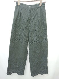 ◇ ⊂ niko and … ニコアンド 刺繡 ワイド パンツ サイズ4 ブラック レディース P 【中古】