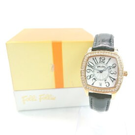 ◇ Folli Follie 動作未確認 3針 クオーツ式 ストーン 腕時計 ウォッチ ブラック/ゴールド サイズ- レディース メンズ E 【中古】