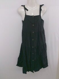 ◇ ZARA ザラ キッズ 子供服 フロントボタン 膝下丈 キャミソールワンピース サイズ13-14 164cm ブラック レディース E 【中古】