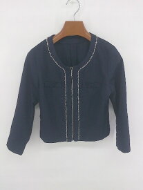 ◇ CECIL McBEE 装飾ビジュー ショート丈 ジップアップ 長袖 ノーカラー ジャケット サイズM ネイビー レディース E 【中古】